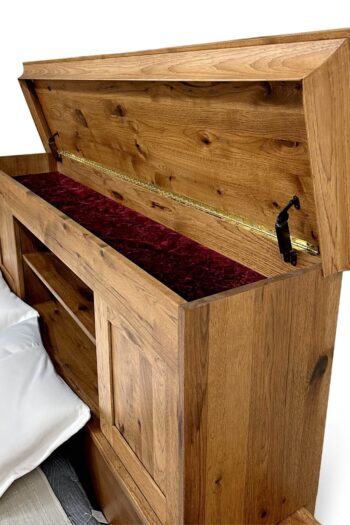 TXK Storage Bed – Queen or King Platform Bed with Velvet-Lined Headboard, Sliding Doors & Built-in Drawers