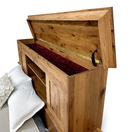TXK Storage Bed – Queen or King Platform Bed with Velvet-Lined Headboard, Sliding Doors & Built-in Drawers