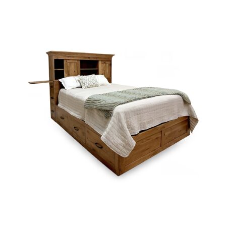 TXK Storage Bed – Queen or King Platform Bed with Velvet-Lined Headboard, Sliding Doors & Built-in Drawers
