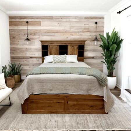 TXK Storage Bed – Queen or King Platform Bed with Velvet-Lined Headboard, Sliding Doors & Built-in Drawers