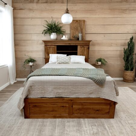TXK Storage Bed – Queen or King Platform Bed with Velvet-Lined Headboard, Sliding Doors & Built-in Drawers