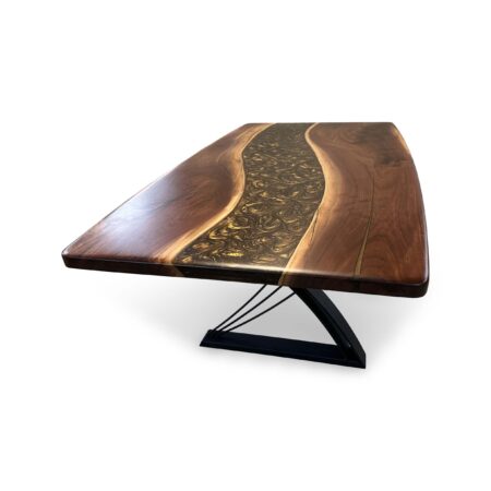 Mirage Collection Table – Solid Walnut Dining Table with Resin River & Steel Base - Image 2