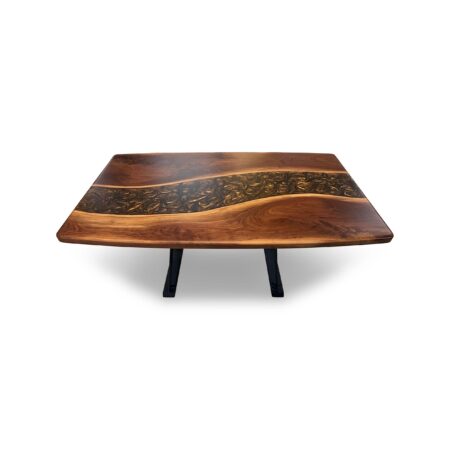 Mirage Collection Table – Solid Walnut Dining Table with Resin River & Steel Base - Image 3
