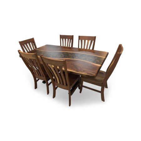 Mirage Collection Table – Solid Walnut Dining Table with Resin River & Steel Base - Image 4